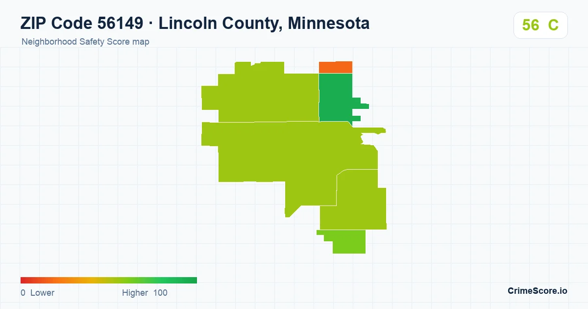 ZIP Code 56149 in Lincoln County, Minnesota neighborhood Safety Score map