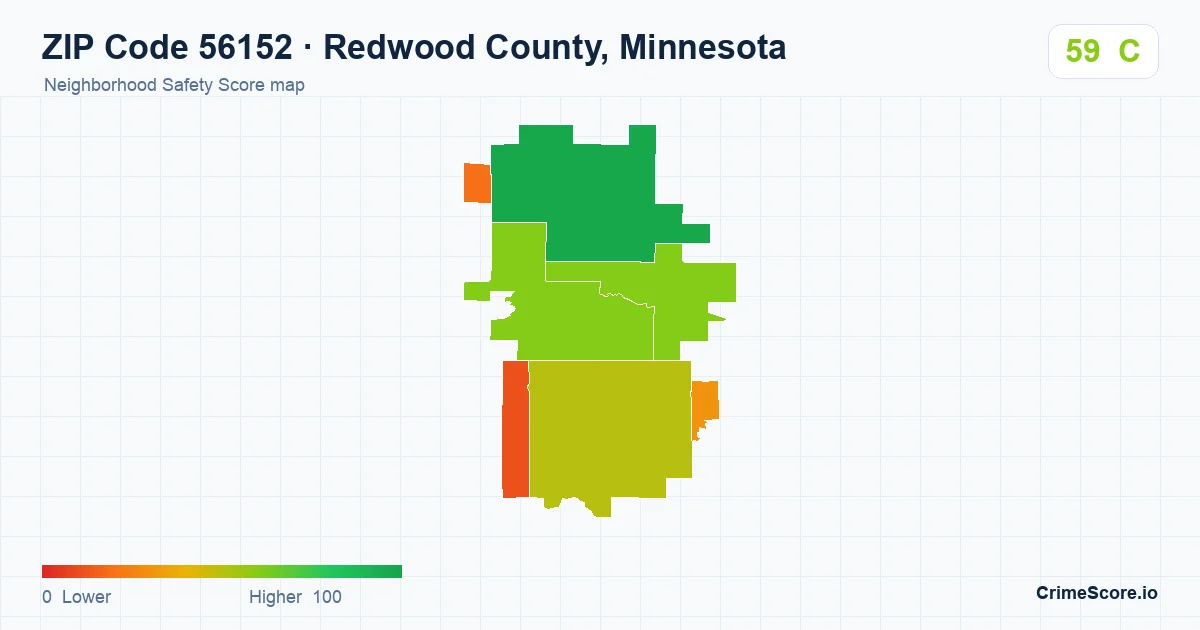 ZIP Code 56152 in Redwood County, Minnesota neighborhood Safety Score map