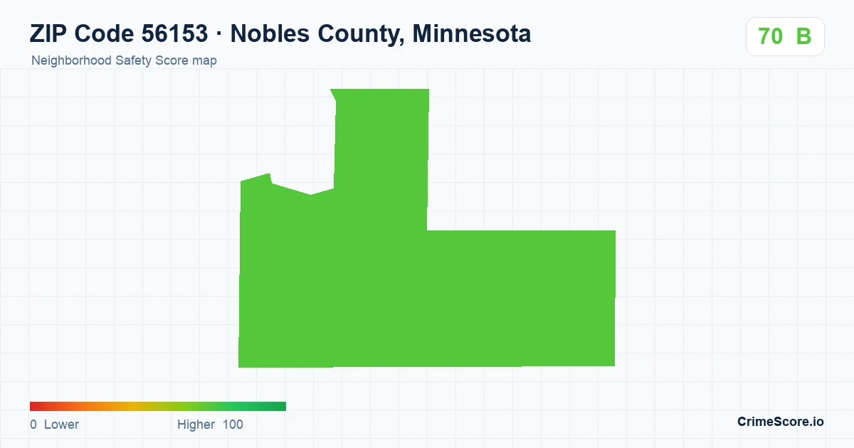 ZIP Code 56153 in Nobles County, Minnesota neighborhood Safety Score map