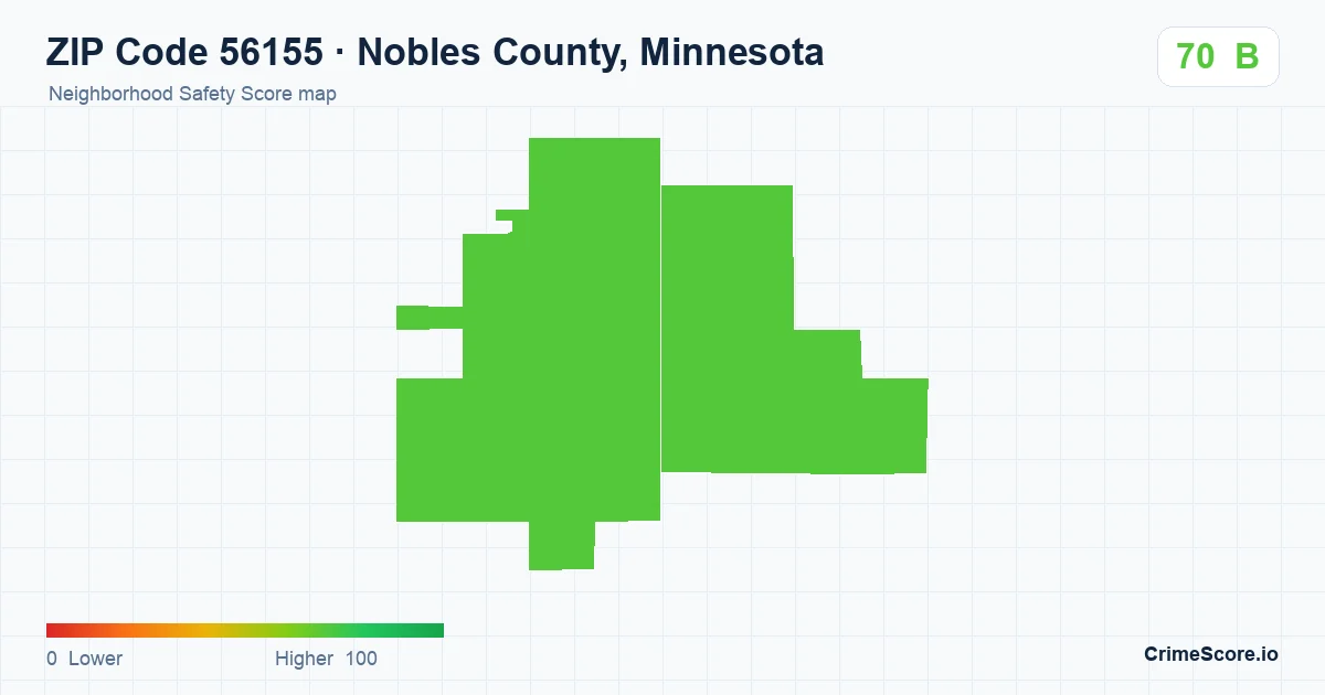 ZIP Code 56155 in Nobles County, Minnesota neighborhood Safety Score map