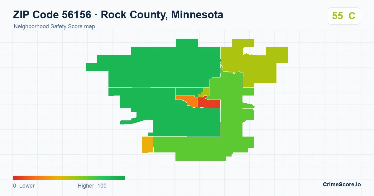 ZIP Code 56156 in Rock County, Minnesota neighborhood Safety Score map