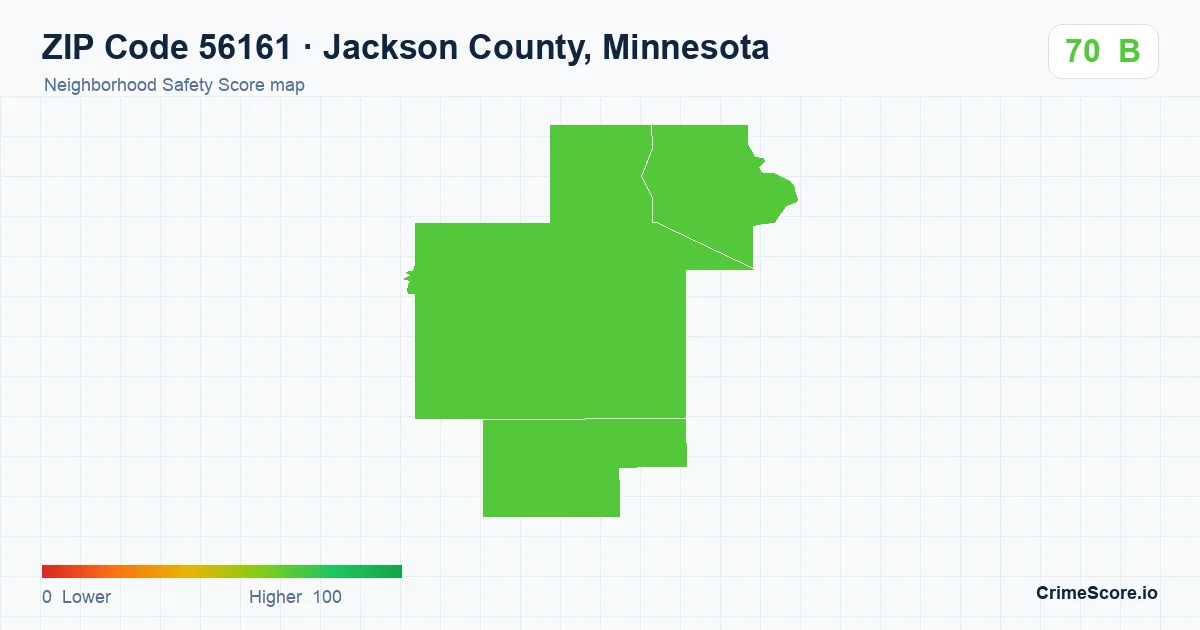 ZIP Code 56161 in Jackson County, Minnesota neighborhood Safety Score map