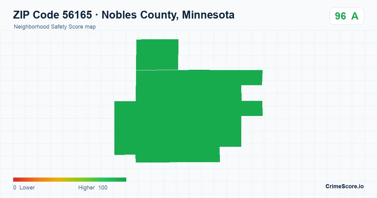 ZIP Code 56165 in Nobles County, Minnesota neighborhood Safety Score map