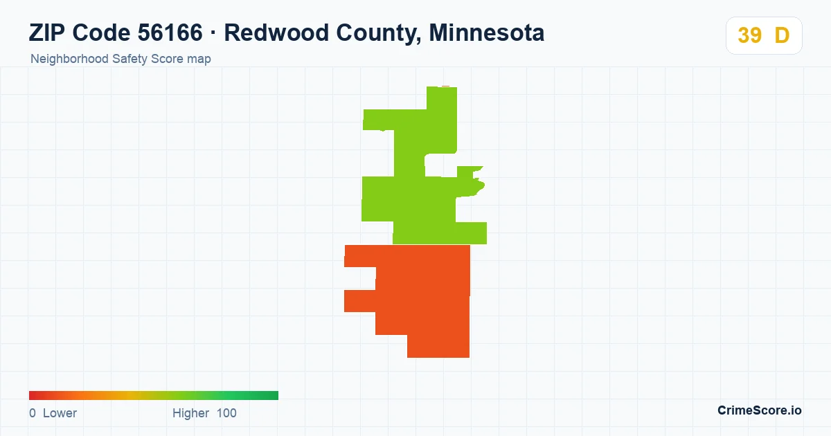 ZIP Code 56166 in Redwood County, Minnesota neighborhood Safety Score map