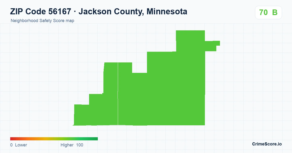 ZIP Code 56167 in Jackson County, Minnesota neighborhood Safety Score map