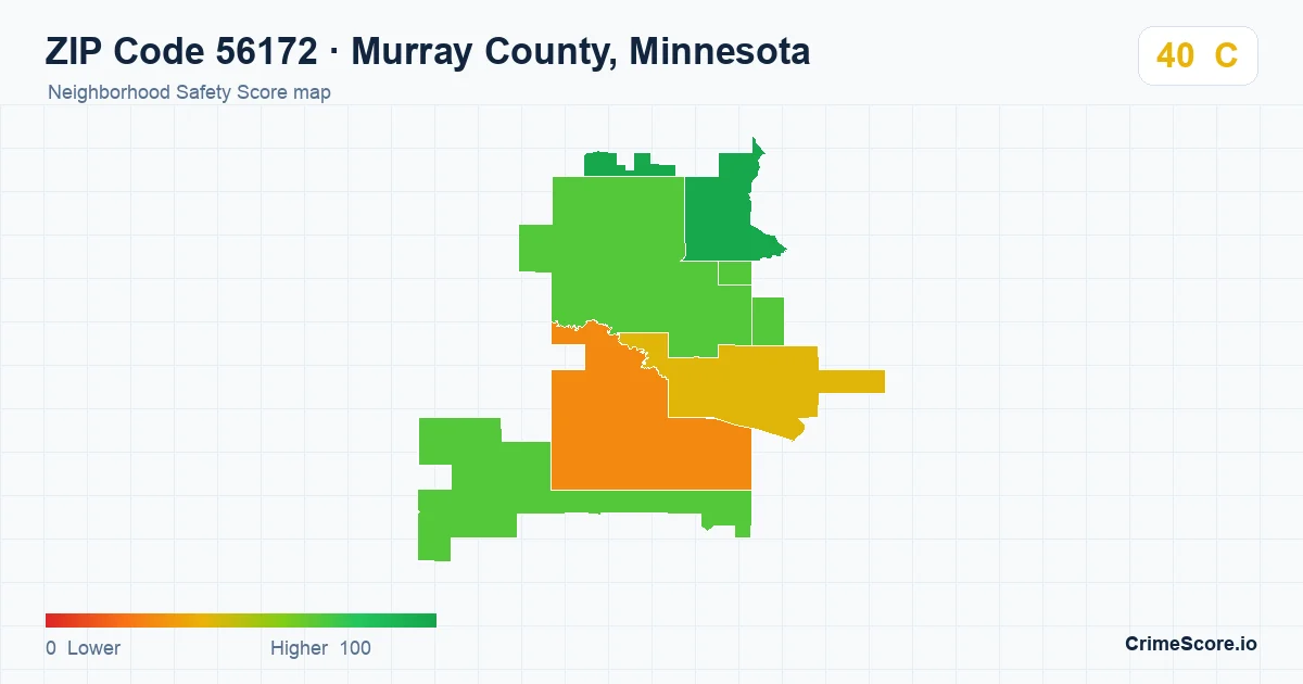 ZIP Code 56172 in Murray County, Minnesota neighborhood Safety Score map