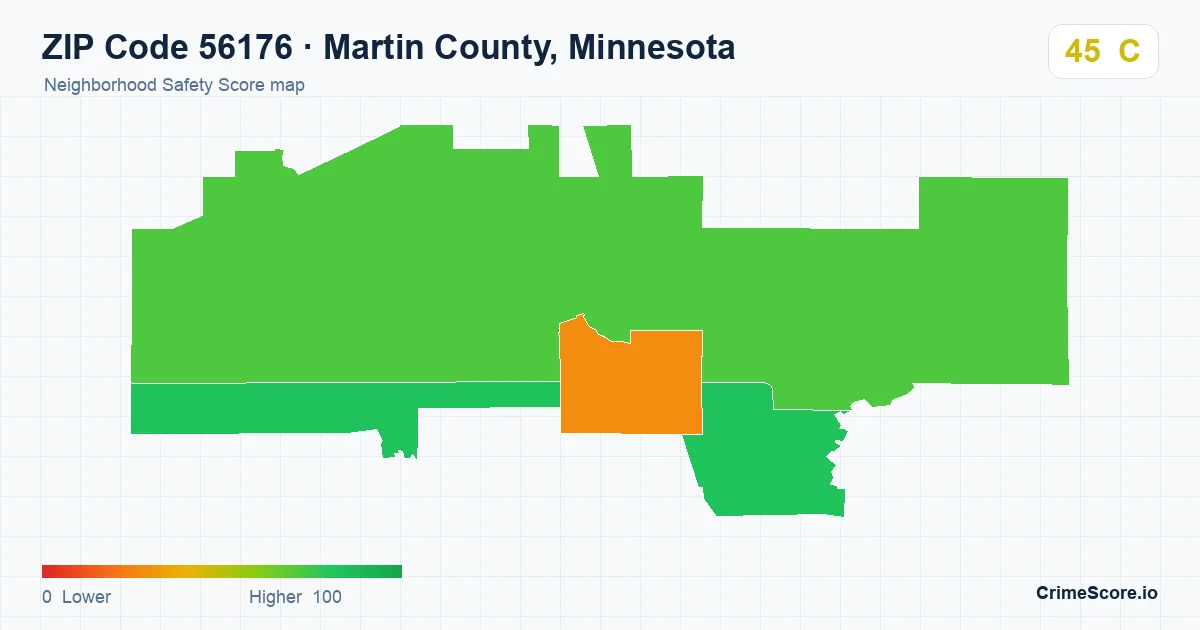 ZIP Code 56176 in Martin County, Minnesota neighborhood Safety Score map