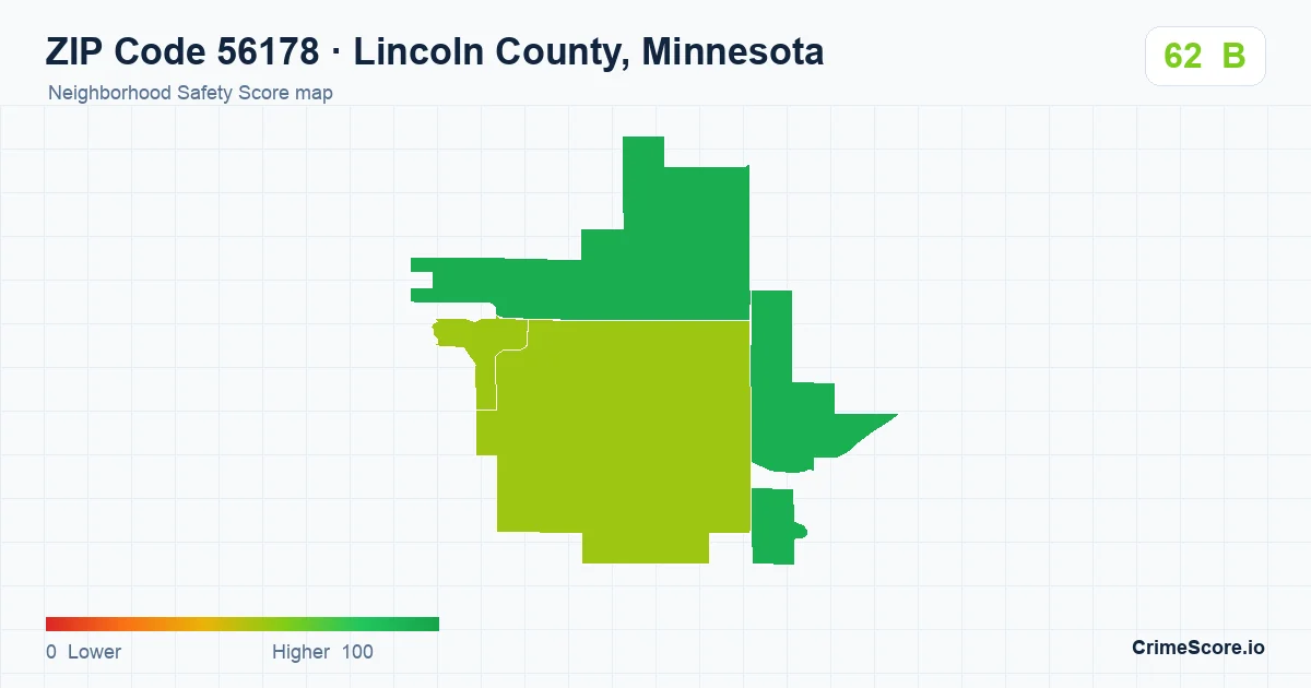 ZIP Code 56178 in Lincoln County, Minnesota neighborhood Safety Score map