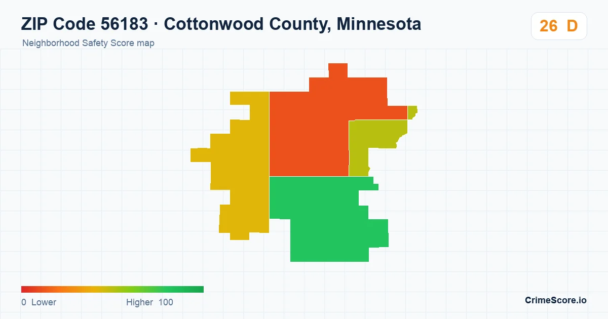 ZIP Code 56183 in Cottonwood County, Minnesota neighborhood Safety Score map