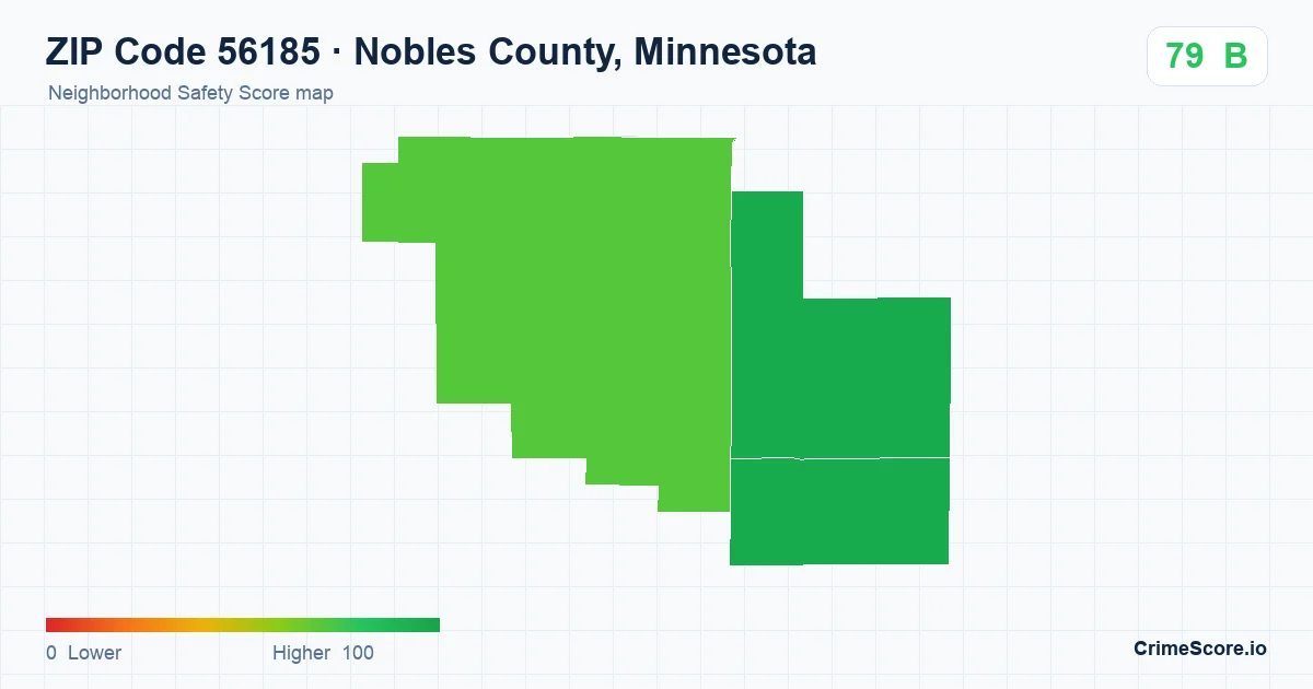 ZIP Code 56185 in Nobles County, Minnesota neighborhood Safety Score map