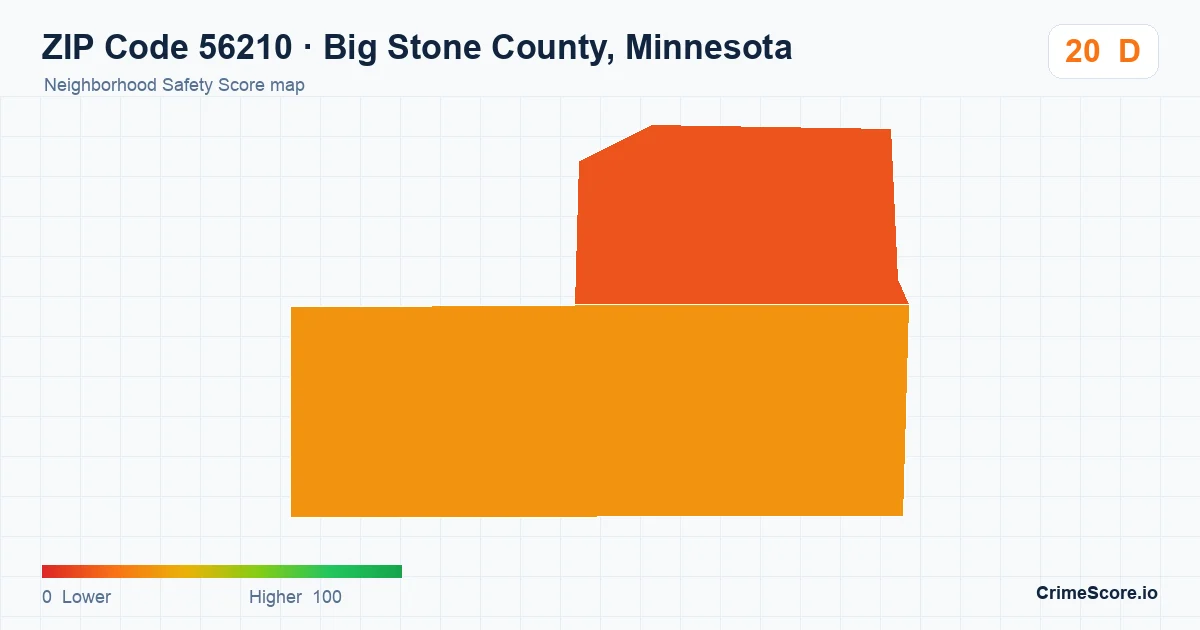 ZIP Code 56210 in Big Stone County, Minnesota neighborhood Safety Score map