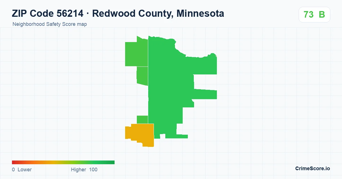 ZIP Code 56214 in Redwood County, Minnesota neighborhood Safety Score map