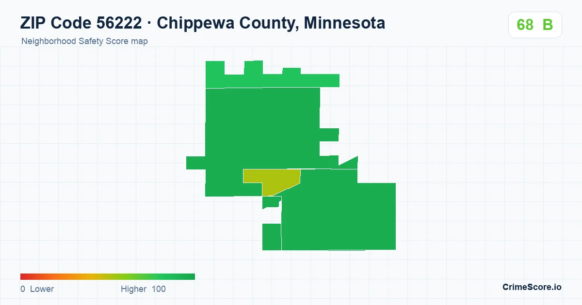 ZIP Code 56222 in Chippewa County, Minnesota neighborhood Safety Score map