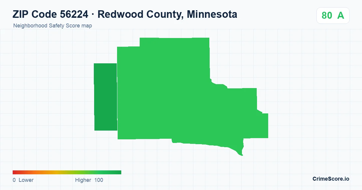 ZIP Code 56224 in Redwood County, Minnesota neighborhood Safety Score map