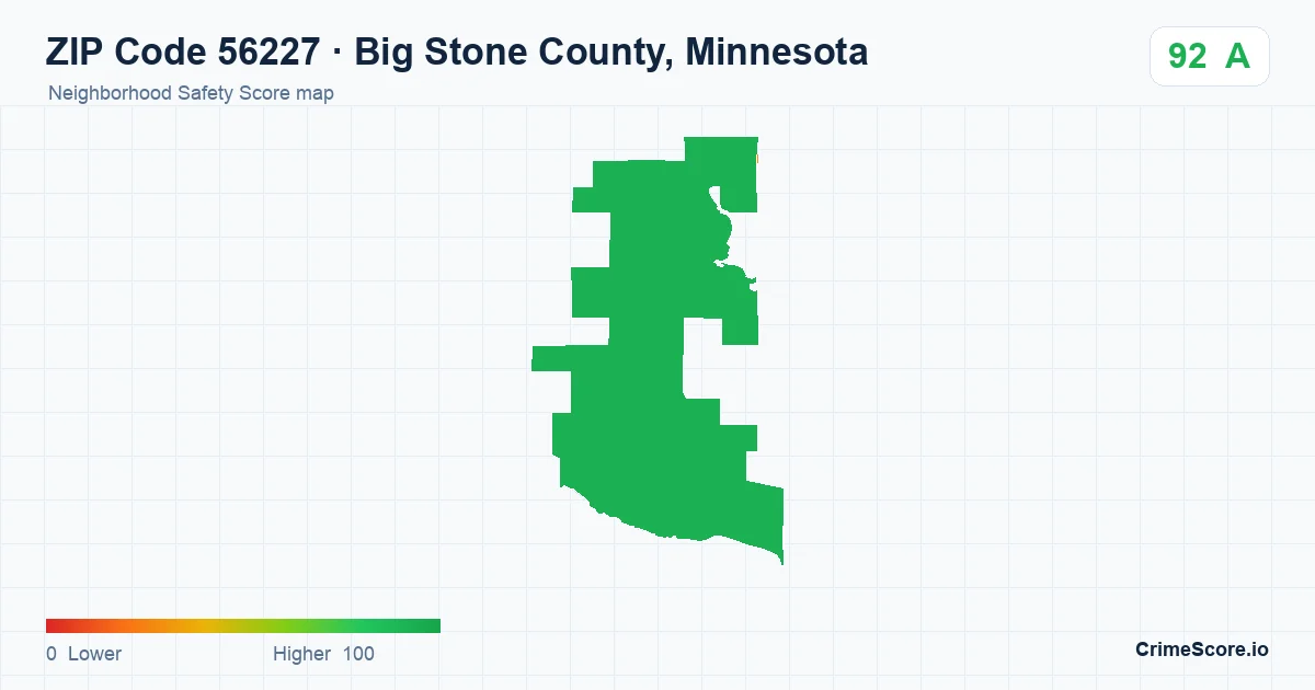 ZIP Code 56227 in Big Stone County, Minnesota neighborhood Safety Score map