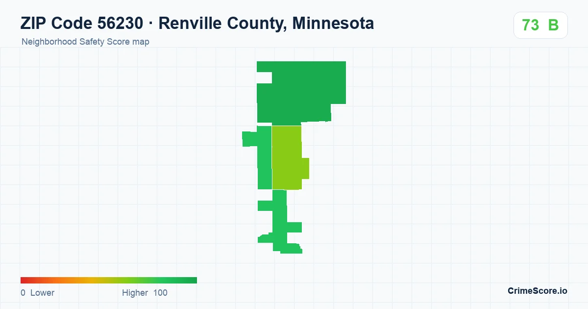 ZIP Code 56230 in Renville County, Minnesota neighborhood Safety Score map