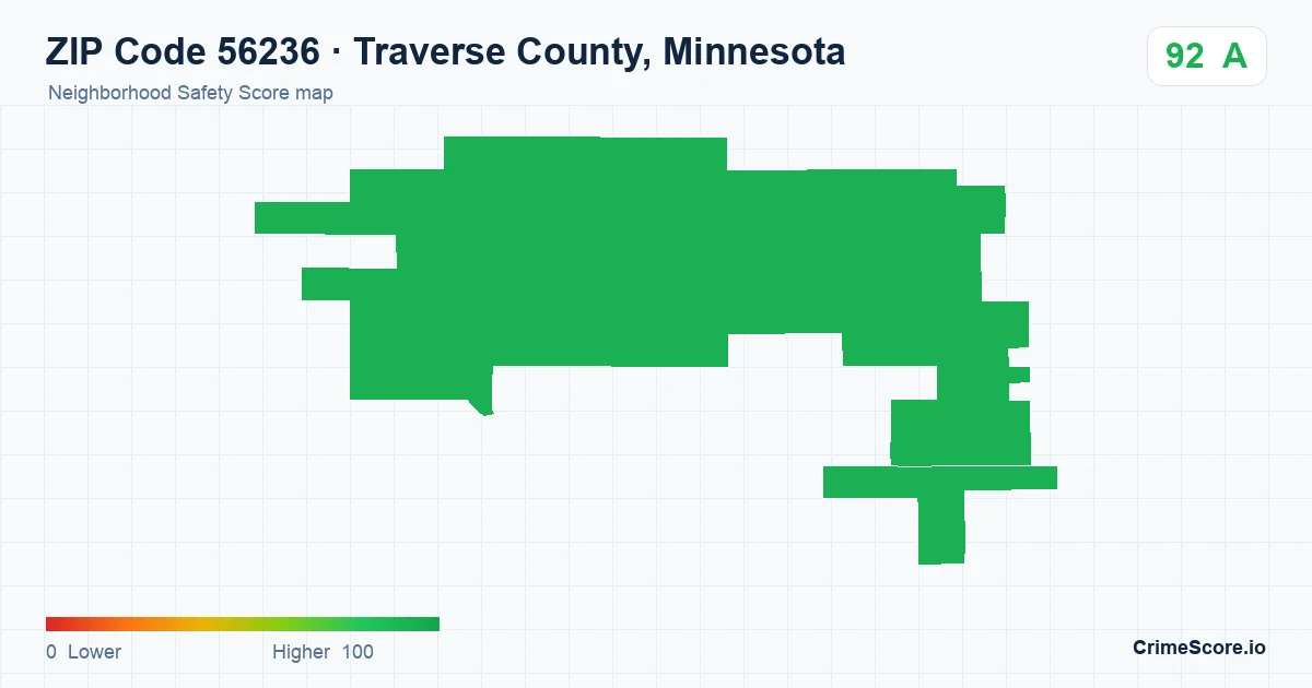 ZIP Code 56236 in Traverse County, Minnesota neighborhood Safety Score map