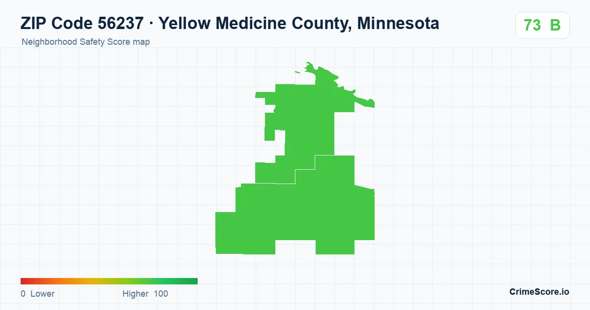 ZIP Code 56237 in Yellow Medicine County, Minnesota neighborhood Safety Score map