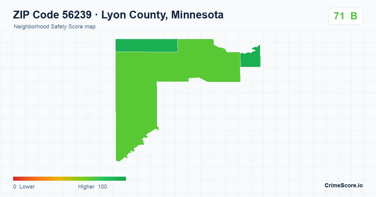 ZIP Code 56239 in Lyon County, Minnesota neighborhood Safety Score map