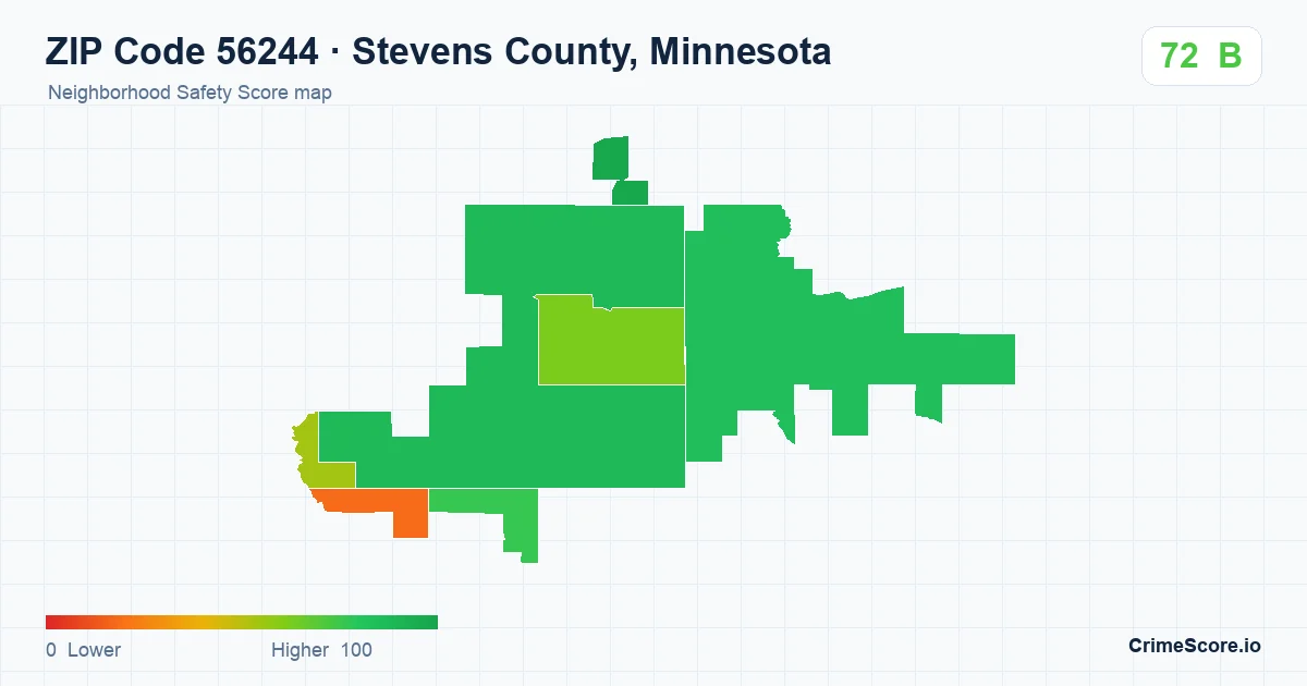 ZIP Code 56244 in Stevens County, Minnesota neighborhood Safety Score map