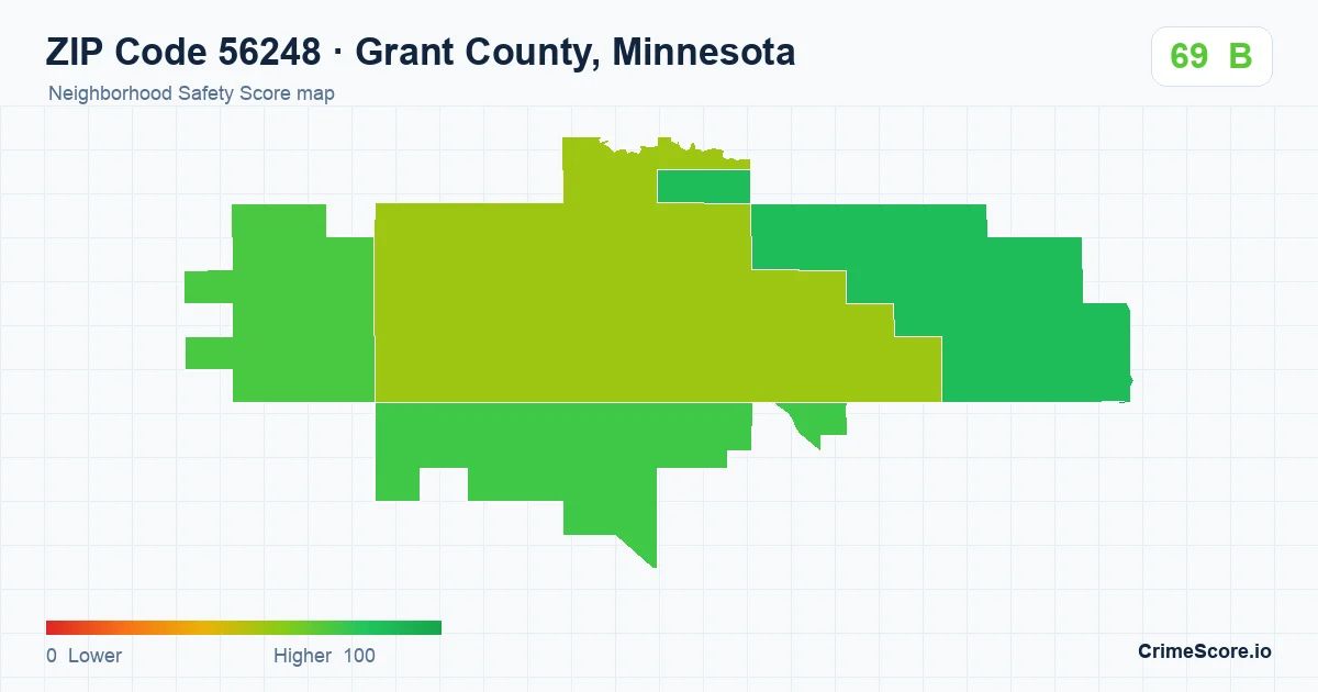 ZIP Code 56248 in Grant County, Minnesota neighborhood Safety Score map
