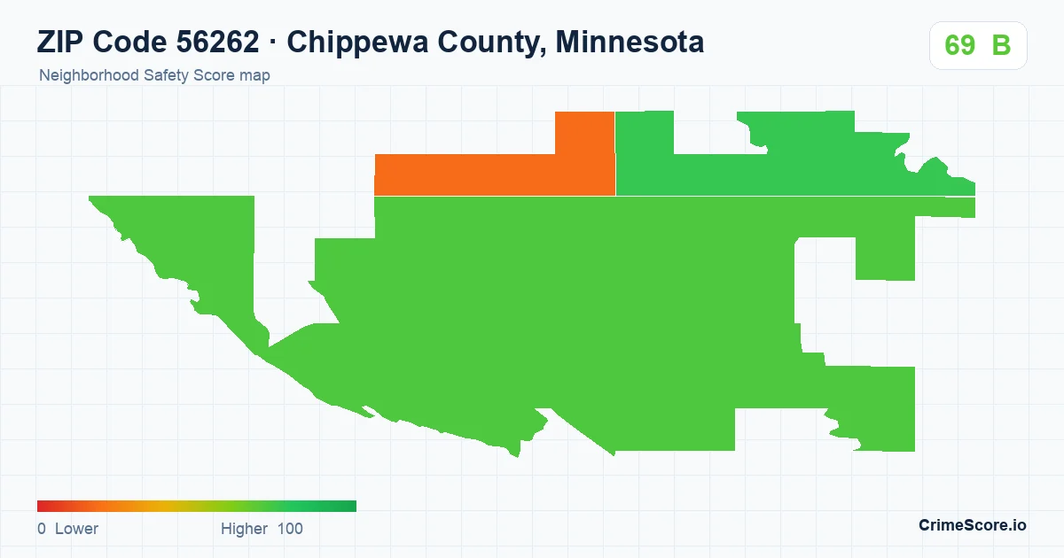 ZIP Code 56262 in Chippewa County, Minnesota neighborhood Safety Score map