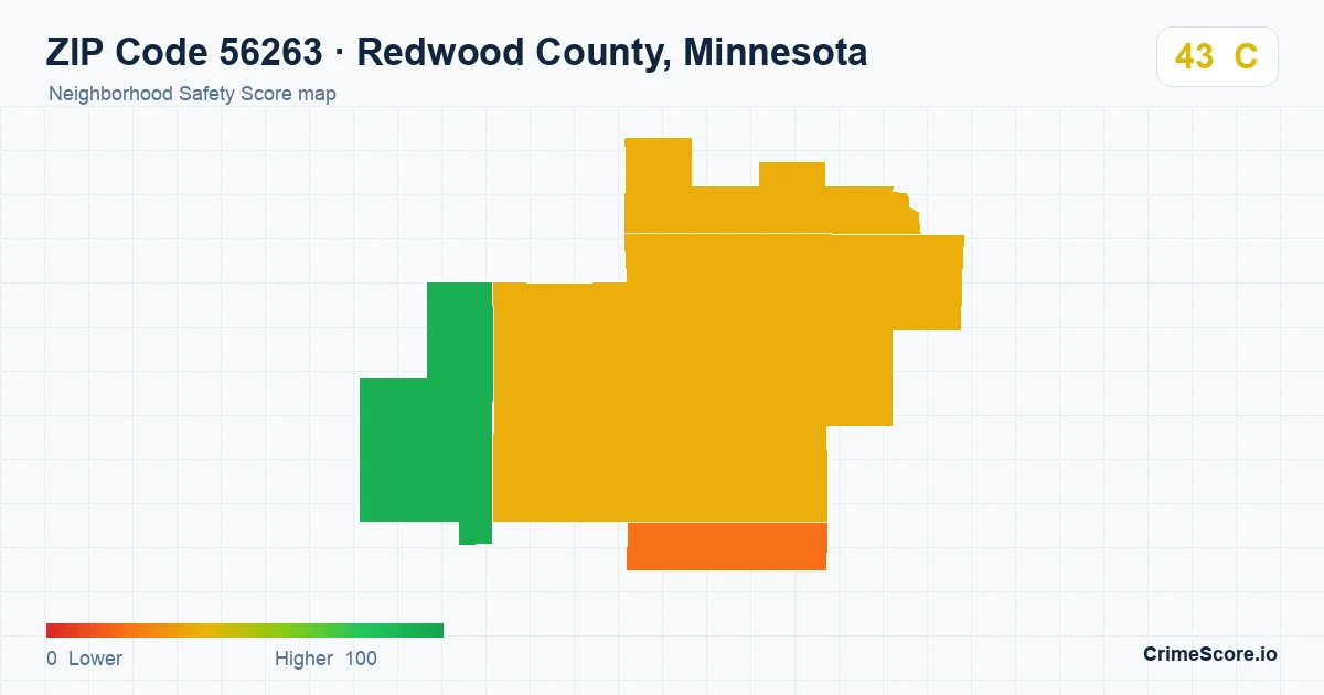 ZIP Code 56263 in Redwood County, Minnesota neighborhood Safety Score map