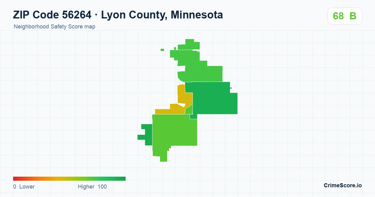 ZIP Code 56264 in Lyon County, Minnesota neighborhood Safety Score map