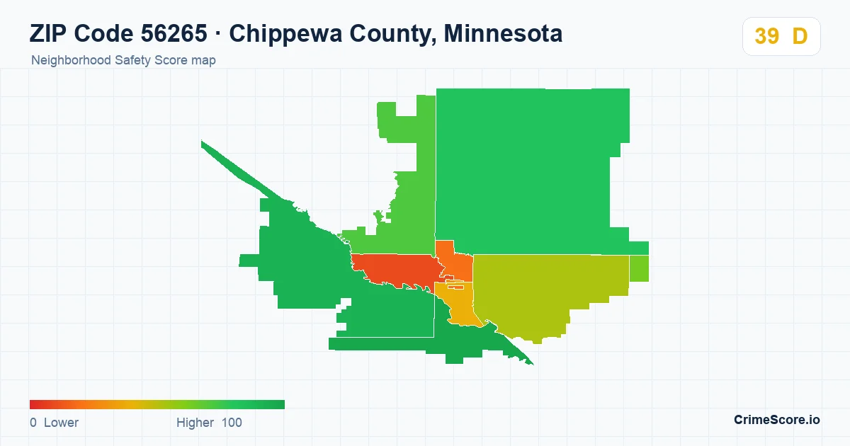 ZIP Code 56265 in Chippewa County, Minnesota neighborhood Safety Score map