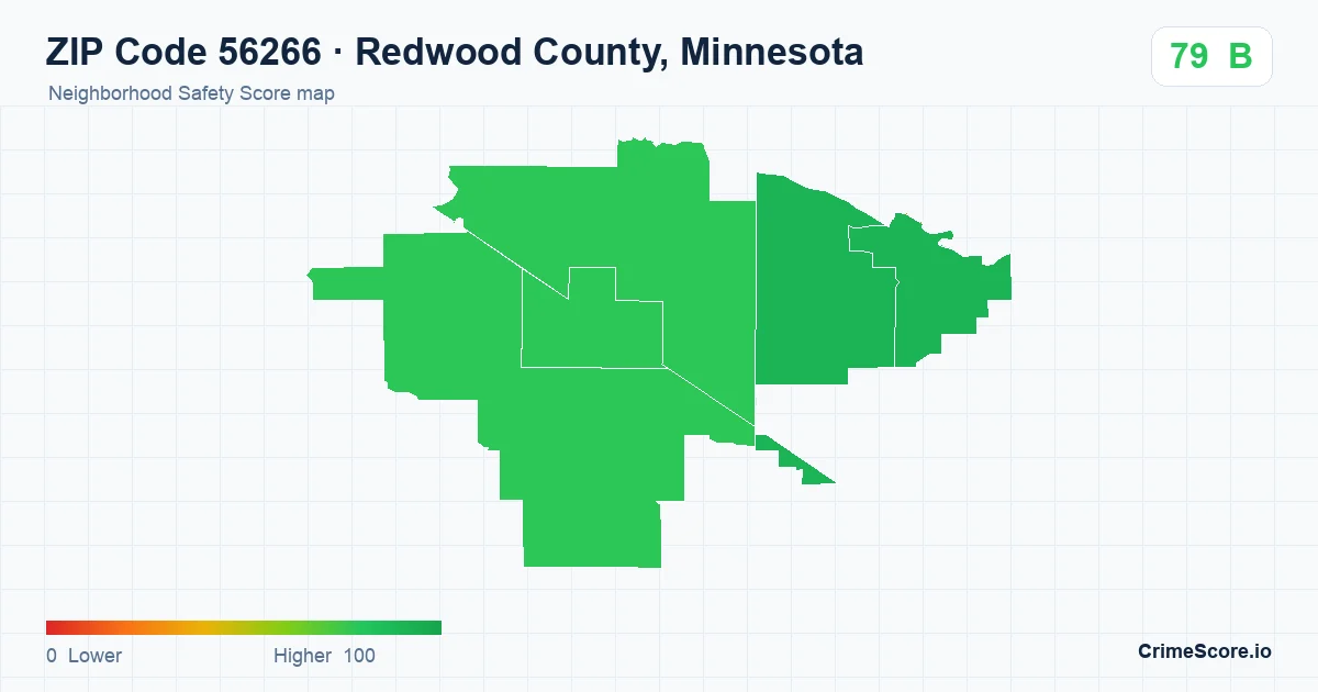 ZIP Code 56266 in Redwood County, Minnesota neighborhood Safety Score map