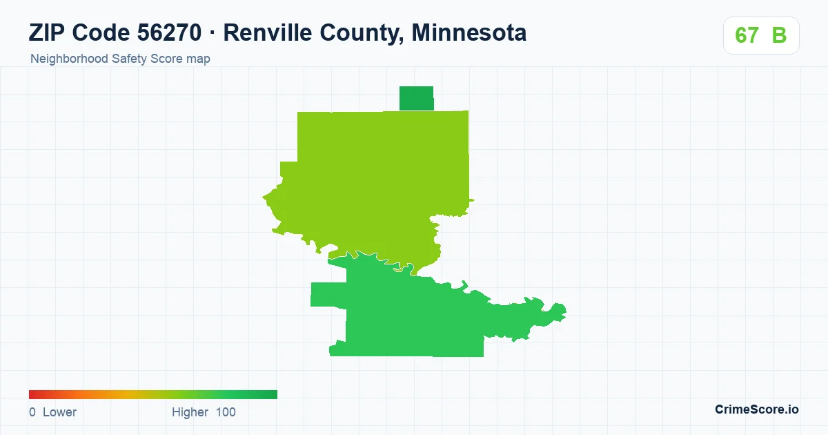 ZIP Code 56270 in Renville County, Minnesota neighborhood Safety Score map