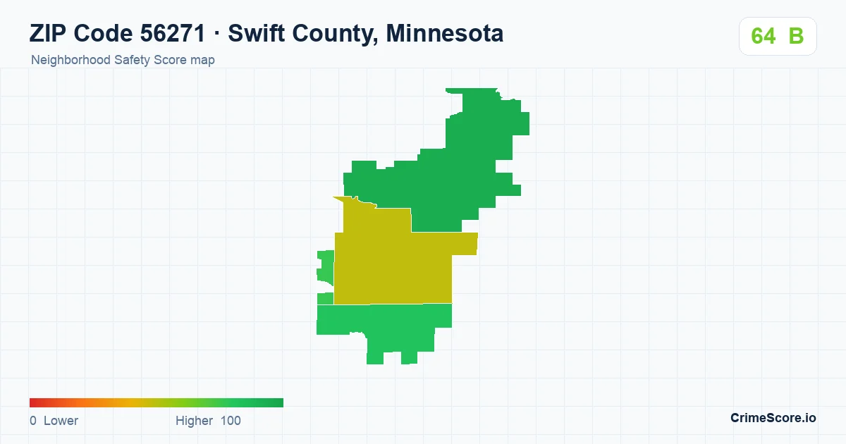 ZIP Code 56271 in Swift County, Minnesota neighborhood Safety Score map