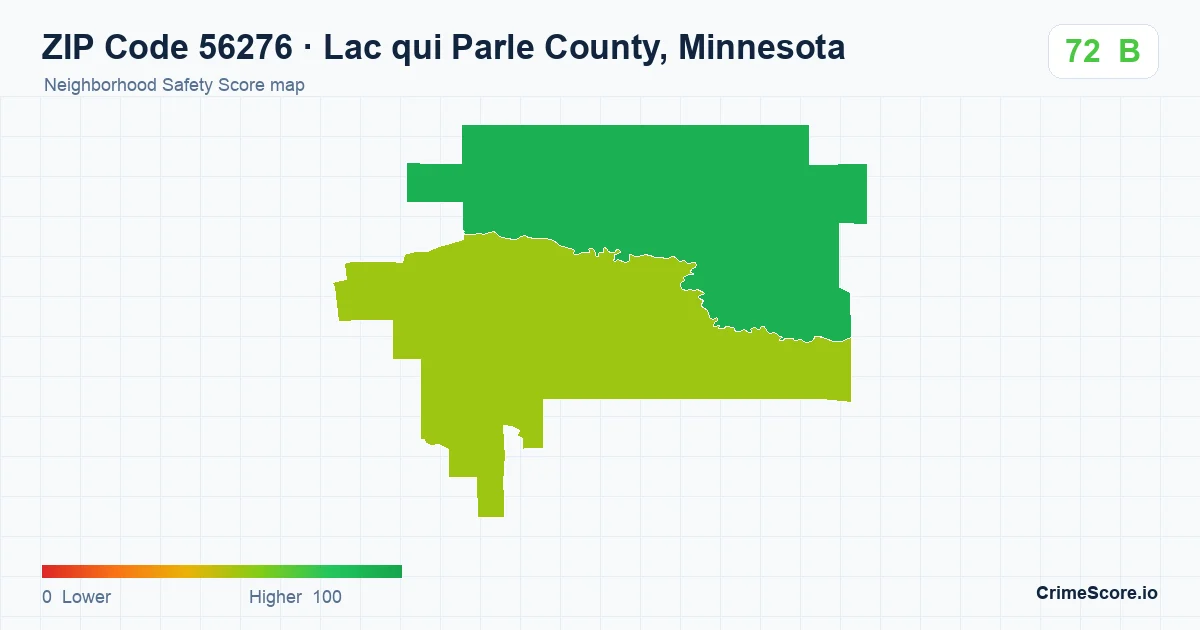 ZIP Code 56276 in Lac qui Parle County, Minnesota neighborhood Safety Score map