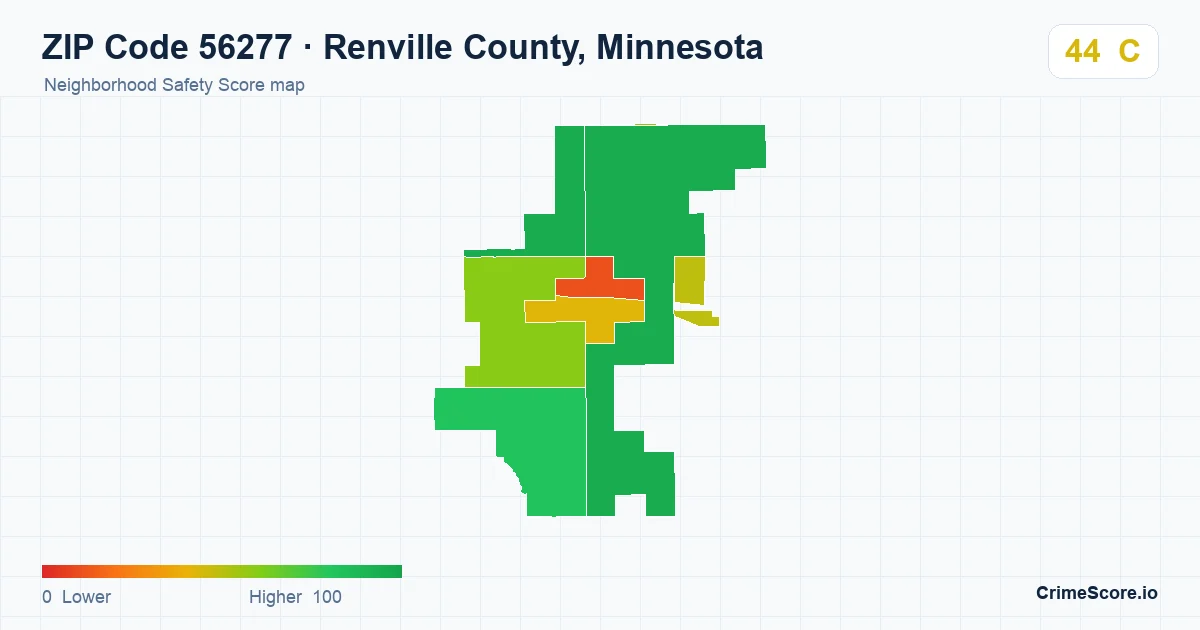 ZIP Code 56277 in Renville County, Minnesota neighborhood Safety Score map