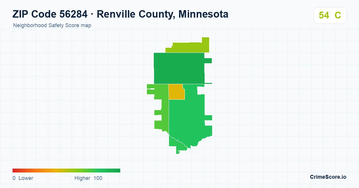 ZIP Code 56284 in Renville County, Minnesota neighborhood Safety Score map