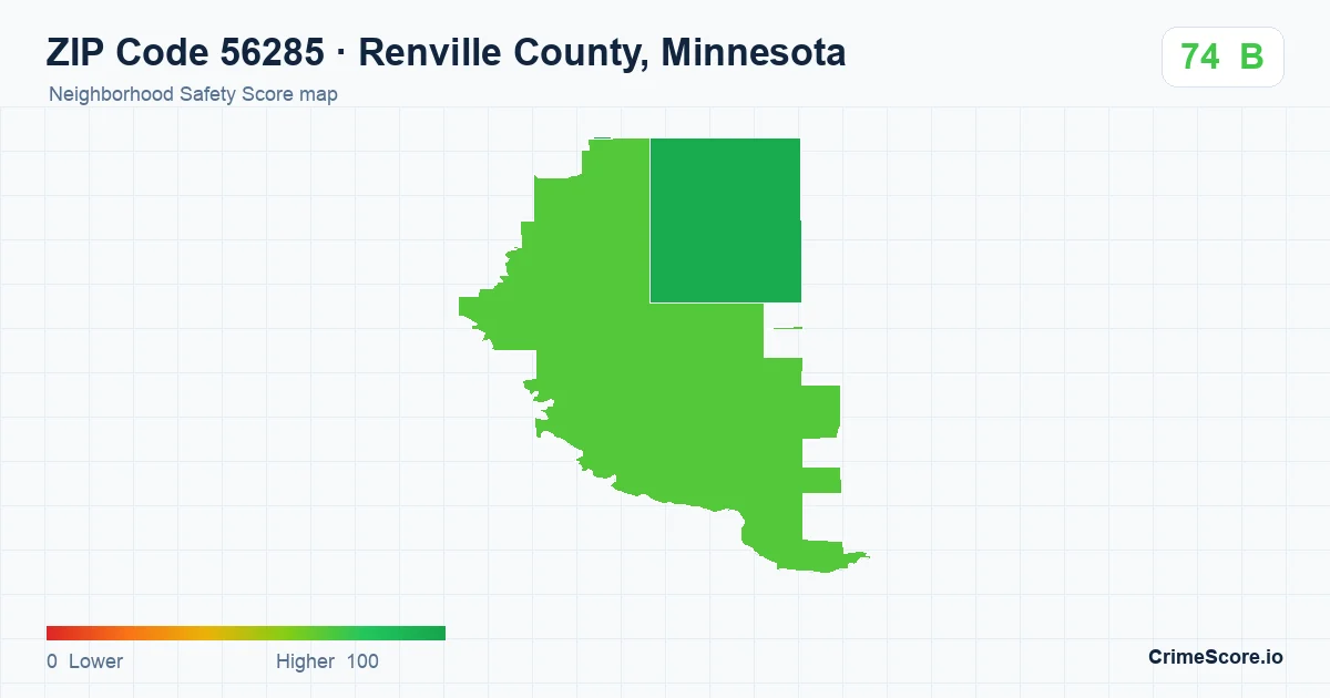 ZIP Code 56285 in Renville County, Minnesota neighborhood Safety Score map