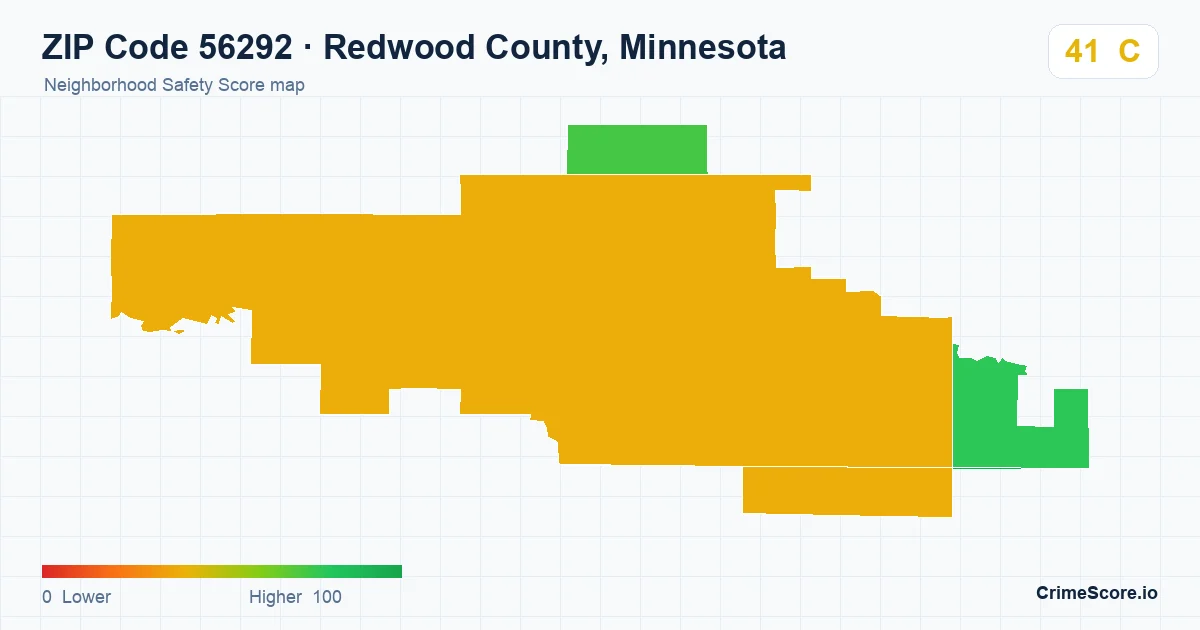 ZIP Code 56292 in Redwood County, Minnesota neighborhood Safety Score map
