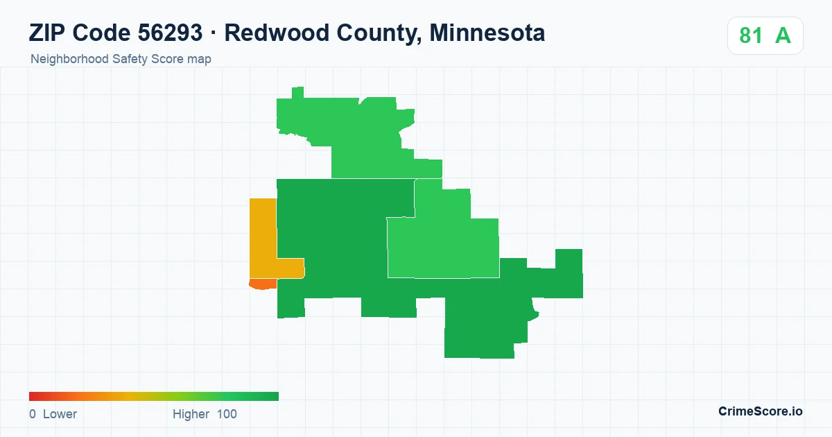 ZIP Code 56293 in Redwood County, Minnesota neighborhood Safety Score map