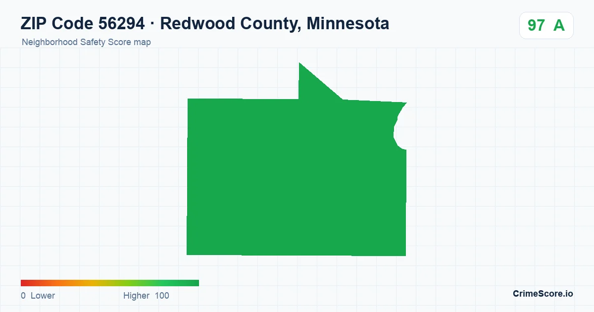 ZIP Code 56294 in Redwood County, Minnesota neighborhood Safety Score map