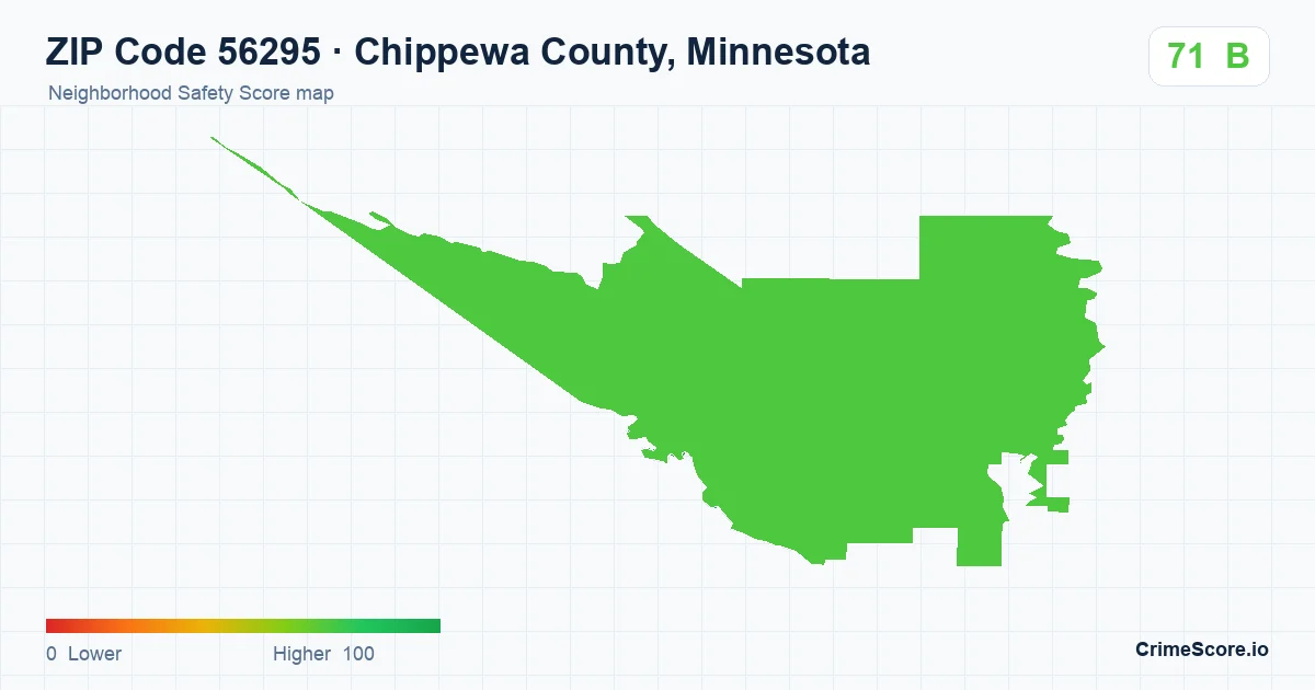 ZIP Code 56295 in Chippewa County, Minnesota neighborhood Safety Score map