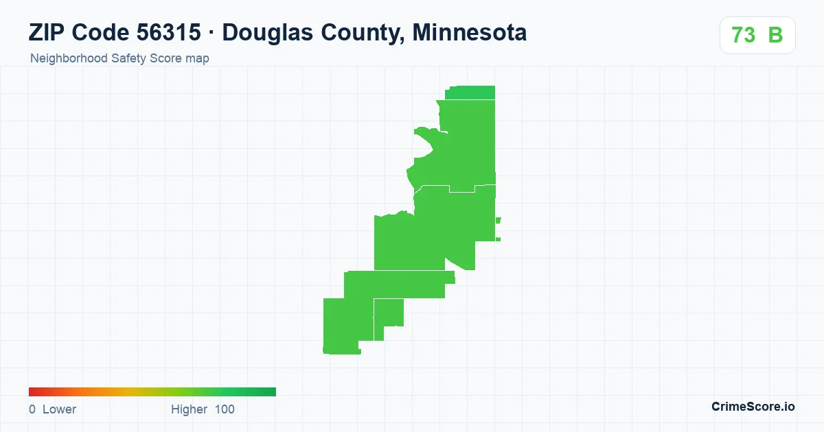 ZIP Code 56315 in Douglas County, Minnesota neighborhood Safety Score map
