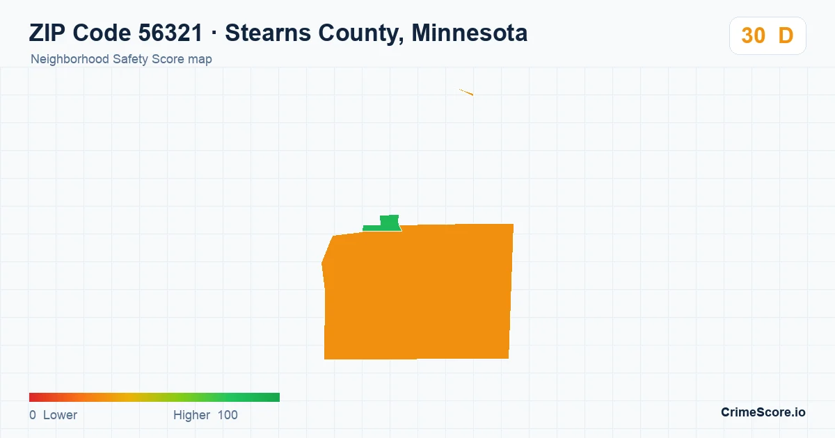 ZIP Code 56321 in Stearns County, Minnesota neighborhood Safety Score map