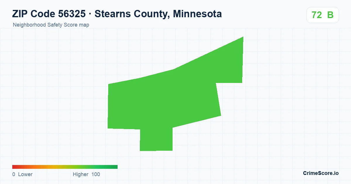 ZIP Code 56325 in Stearns County, Minnesota neighborhood Safety Score map