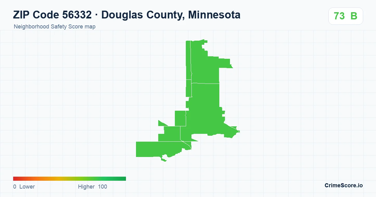ZIP Code 56332 in Douglas County, Minnesota neighborhood Safety Score map