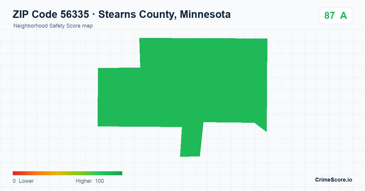 ZIP Code 56335 in Stearns County, Minnesota neighborhood Safety Score map