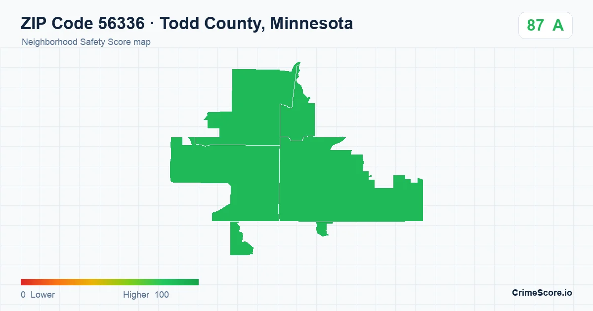 ZIP Code 56336 in Todd County, Minnesota neighborhood Safety Score map