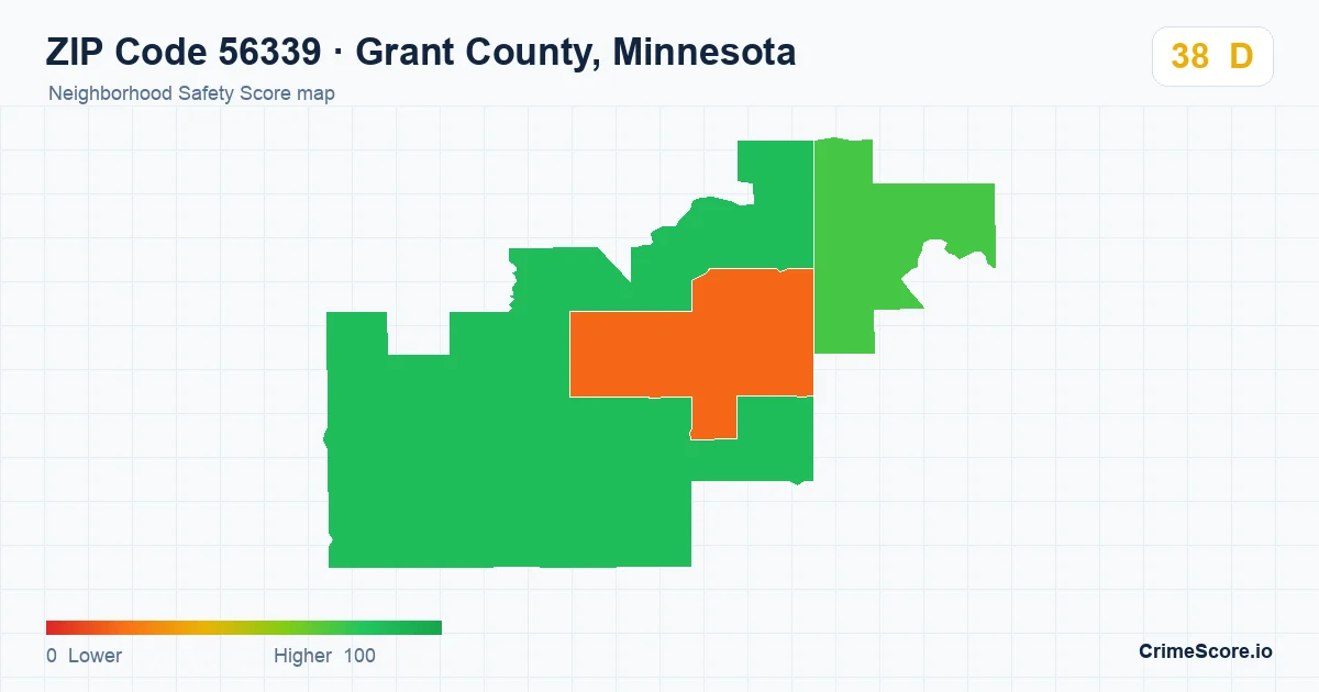 ZIP Code 56339 in Grant County, Minnesota neighborhood Safety Score map