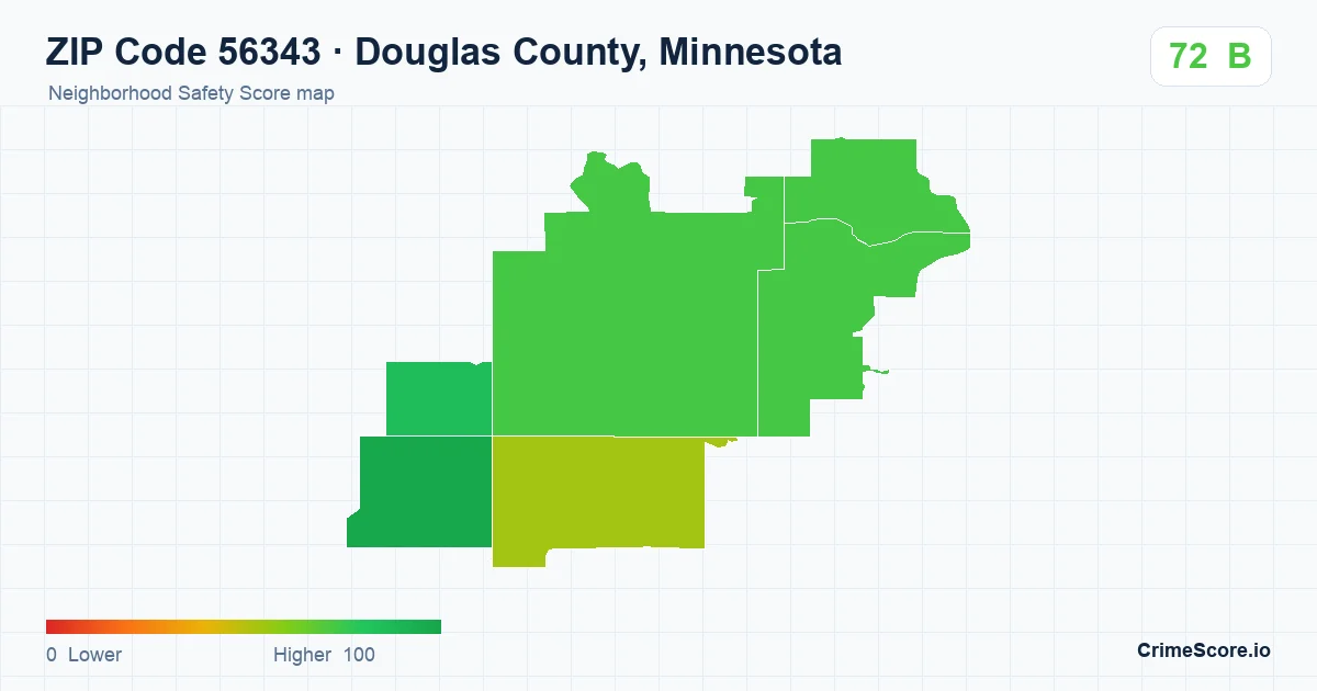 ZIP Code 56343 in Douglas County, Minnesota neighborhood Safety Score map