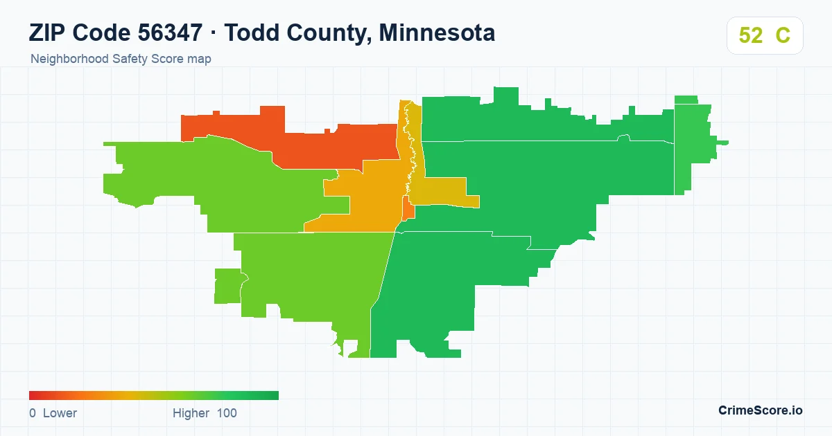 ZIP Code 56347 in Todd County, Minnesota neighborhood Safety Score map