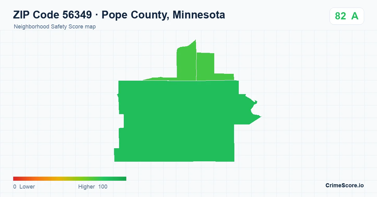 ZIP Code 56349 in Pope County, Minnesota neighborhood Safety Score map